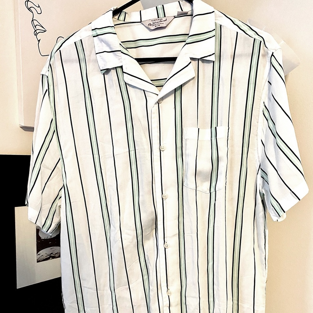 Cotton on mint and black striped button down